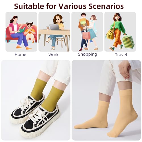 Image of Corlap Women's Thin Above Ankle Socks - 6Pairs Cotton Casual Bootie Dress Crew Socks