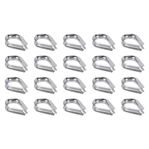 PATIKIL 5/32 Drahtseil-Kauschen, 20 Stück Drahtseil-Rigging 316 Edelstahl-Kausche für 2mm Durchmesser Schleifenhebe-Kabel