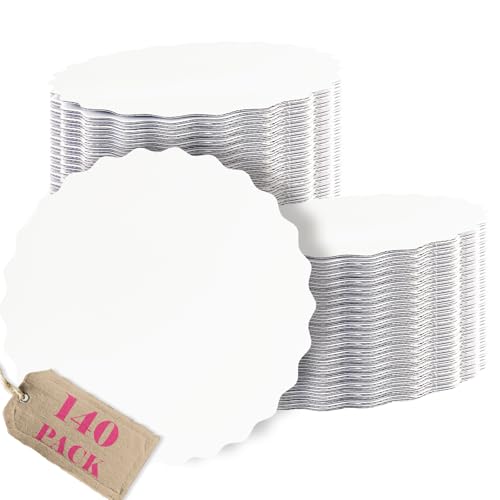 qiqee White 12 Inch Wave Cake Boards Round 140-Packs Circles Rounds Base Cake Plate（Thinner But Stronger）