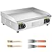 VEVOR Commercial Electric Griddle, 28.54 x 15.75 in, 4400W, 122-570°F Adjustable Temp Control, Stainless Steel Countertop Full Flat Top Grill with 2 Spatulas, 2 Brushes, for Steak, Pancake(NO PLUG)