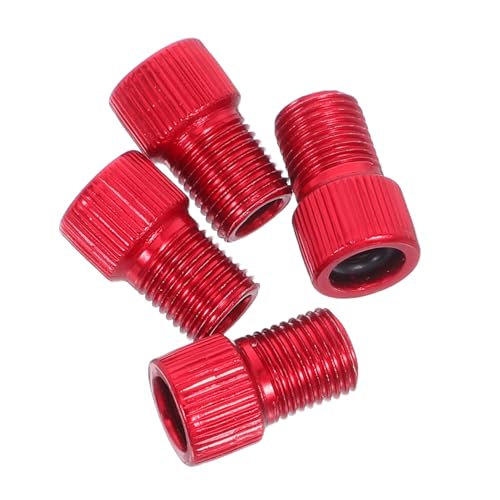 Garneck 4 Piezas Adaptador Válvula Bicicleta Aluminio Rojo Compatible con Bomba Aire y Compresor para y Carretera