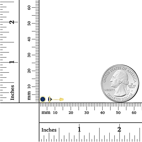Solid 14K Gold Hypoallergenic 4mm Round Solitaire Genuine Birthstone Bezel Screw Back Stud Earrings4