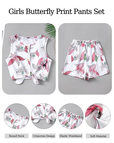 Image of YOURUIKEY Girls Summer Outfits Cute Clothes for Kids Hawaiian Beach Sleeveless Floral Crop Top Shorts Tween Girl Clothing Set