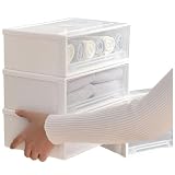 Design semplice e bello: la scatola esterna liscia bianca è elegante e semplice, la parte anteriore del cassetto è trasparente e gli oggetti all'interno della scatola possono essere visti direttamente.