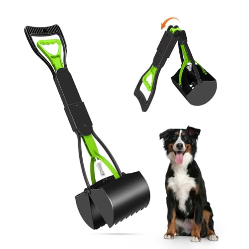 Image of Dog Pooper Scooper, Pooper Scooper for Dogs - Heavy Duty Pooper Scooper for Pet Waste Removal, Effortless Foldable Dog Poop Pick Up Tool (Green) MEGAVICXEL