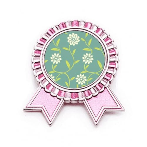 Broche fleurs vertes et blanches en métal rose taille M pour personnaliser une veste ou un manteau