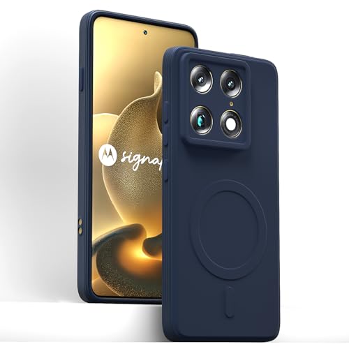 Image of Pikkme Back Cover for Motorola Moto Signature 5G Soft Matte Silicone Mag-Safe Design (Mag-Safe Not Support) Camera Protection | Slim Fit Bumper Cover (Blue)