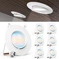 Sunco 6 Pack LED Can Lights Eyeball Retrofit Gimbal 5/6 Inch Recessed Lights, 12W=60W, 5 Colors (2700K/3000K/3500K/4000K/5000K), 800 LM, Directional Angled Trim Adjustable Ceiling Downlight, UL.