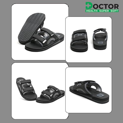 Image of DOCTOR HEALTH SUPER SOFT Stylish Cushioned Slipper for Men | Breathable | Skid Resistant | Adjustable Strap Men's Casual Slippers - Stylish, Comfortable, and Anti-Slip Footwear for Everyday Use