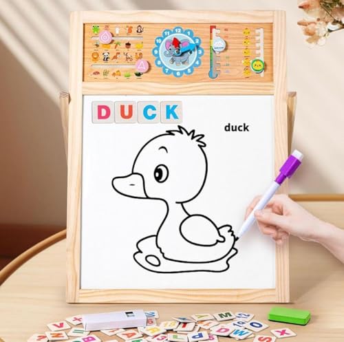 Image of Number Enlightenment Wooden Toy Train for Toddlers - Animal, Transportation, Fruit, Color Recognition Early Education Blocks (Double Sided Educational Toy)