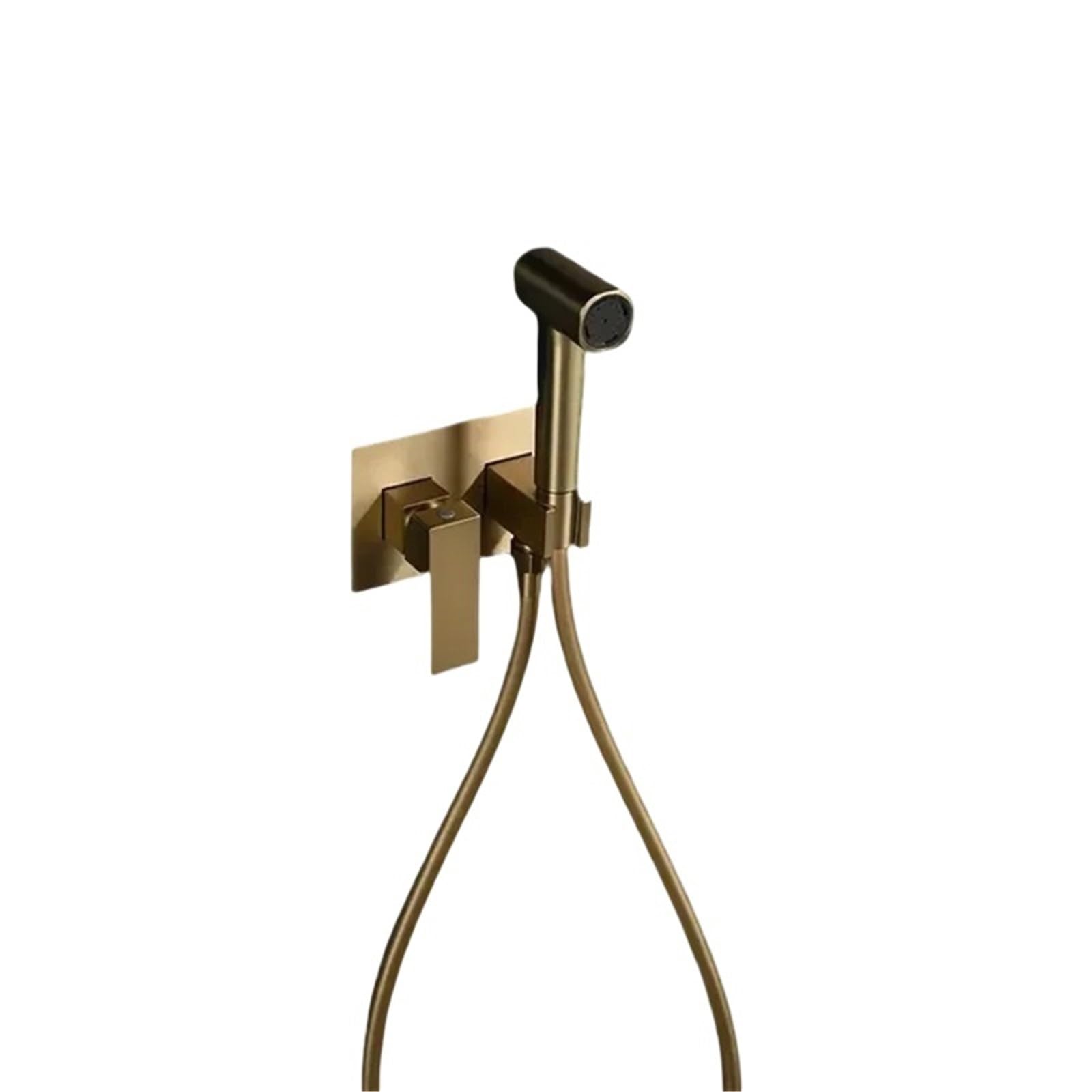 ZYCHSJXA Brushed Gold Bidet Sprayer Set Wall-Mounted Solid Brass Shattaf Shower Mixer Hot/Cold Faucet(Set BG)