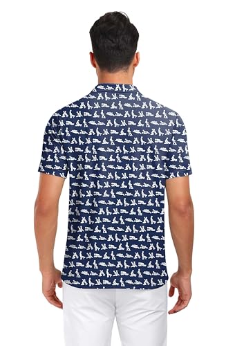 Funny Golf Shirts for Men Short Sleeve Funny Print Quick-Dry Polo Shirt Hawaiian Beach Summer 4th of July Golf Shirt2