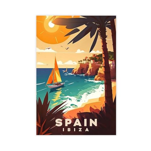Affiche de voyage Ibiza sur toile premium décoration murale salon grand format