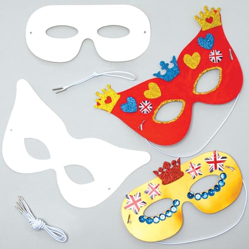 Baker Ross Masques à personnaliser (lot de 12) - Matériel créatif pour enfants et adultes, Blanc, Assorted