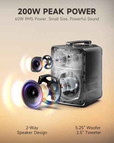 Donner MT-2s Portable PA System, 200W Wireless BT Speaker Sound Amplifier | with 5.25″ Woofer + 2.5″ Tweeter, 6-8h Outdoor Use - image 2
