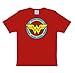Logoshirt DC Comics - Super-héroine - Wonder Woman - Logo Cercle - T-Shirt Enfant Fille - Rouge - Design Original sous Licence, Taille 92/98, 2-3 Ans
