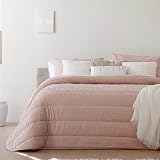 Antilo Colcha Bouti de Invierno Adara para Cama 135 (235x270cm) – Color Rose – Textura Vegetal Elegante