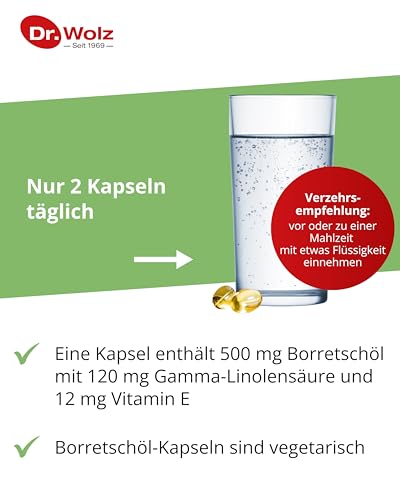 Borretschöl Kapseln von Dr. Wolz mit hohem Gehalt an Gamma-Linolensäure