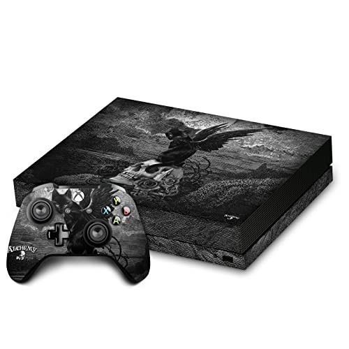 Xbox One X skin vinyle Alchemy Gothic crâne de Poe Head Case Designs