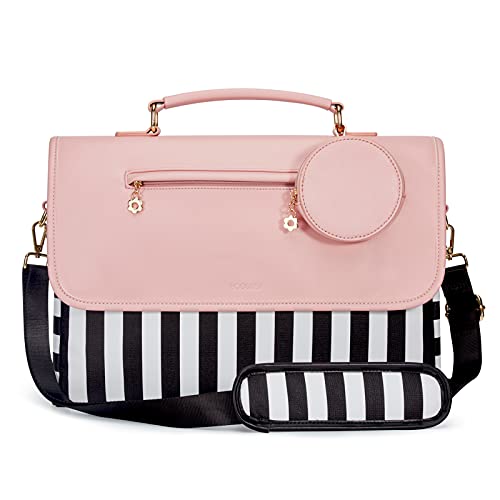 ECOSUSI - Borsa Porta Computer Donna 15,6 pollici, Cartella Pelle Donna, Borsa Lavoro Vintage Leggera, Rosa