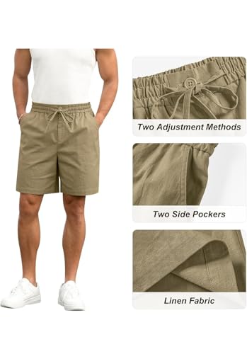 Image of Vogaan Men's Cotton Linen Shorts | Comfortable Breathable Casual Summer Shorts for Men