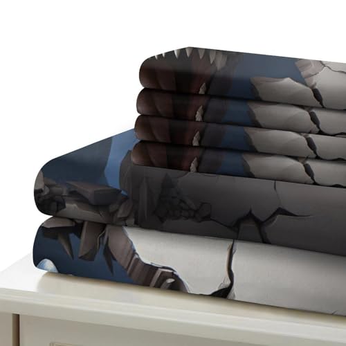 Parure de lit dinosaure en microfibre super douce avec housse de couette king size 3D