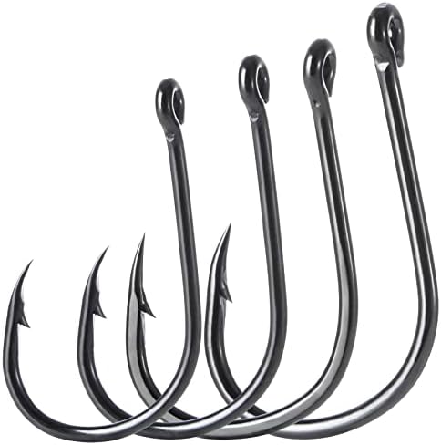 Deesoo 400pcs #12-15,4 Sizes Fish Hooks, Premium Fishhooks High Carbon Steel Circle Hooks with Barbs Fishing Hooks with Plastic Box