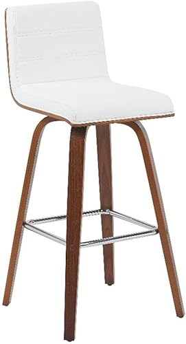 Vista 32 de Armen Living Vienna - Taburete giratorio moderno de 26" de altura de mostrador con cuero sintético negro y acabado de madera negra Piel sintética