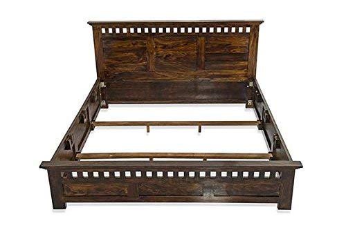 Image of Sheesham Solid Wood Teak Finish Adolph Bed with Storage for Beautiful Luxury Room (Queen, Teak)