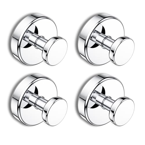 Image of Bntuk Suction Cup Hooks for Shower, Removable Towel Hooks for Bathroom Window Glass Door Wall, Bath Robe Looafh Hook for Hanging - 4 Pack, Chrome