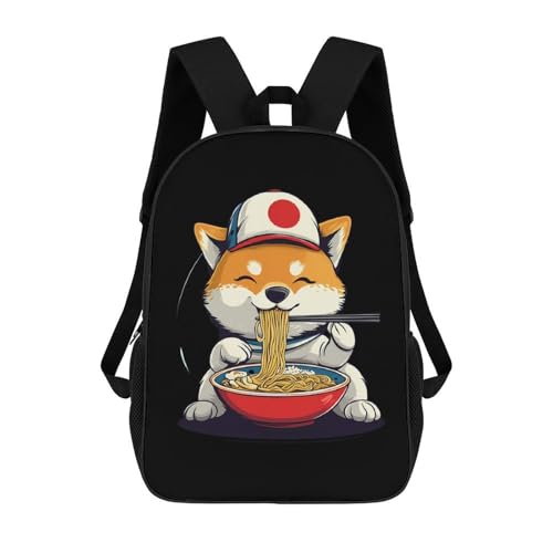 Shiba Dog Japanese Ramen Laptop Backpack for Men Women 17 Inch Shoulder Bag Travel Daypack