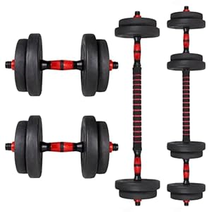 ALLinLIFE Mancuernas Ajustables 10/15/20/30/40/50KG, Juego de Pesas Multifunción con Pesas Barra Recta y Mangos Antideslizantes, Pesas Ajustables para Musculación y Fitness Gimnasio en Casa