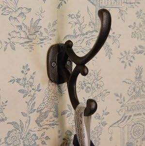 Cast metal classic traditional vintage wall mounted double coat hook & hat peg