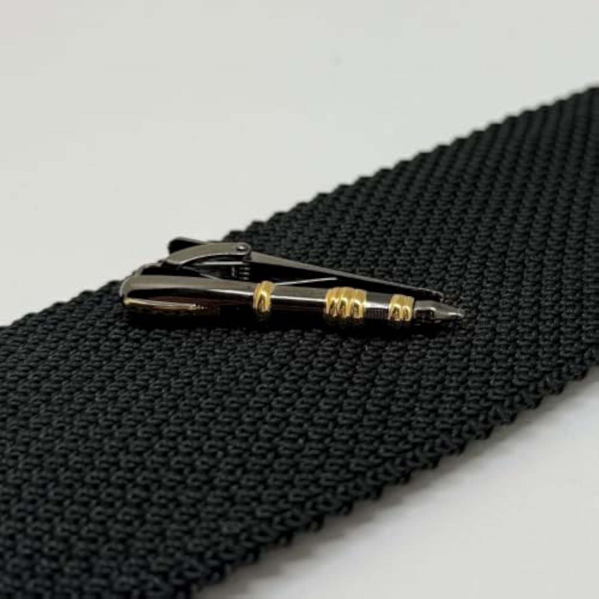 Men's Grey & Gold Fountain Pen Clip Tack Pin, Stylish