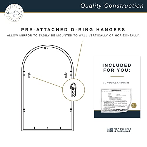 Image of MCS Master & Co. Metal Arch Mirror, 20x34, Brass, for Bathroom & Bedroom