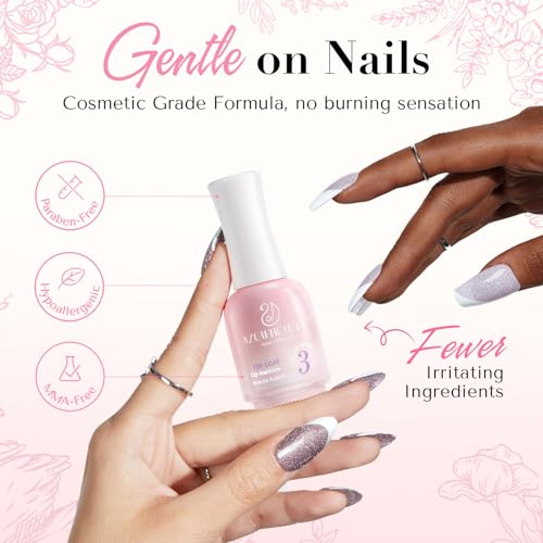 AZUREBEAUTY Conjunto de 2 peças de pó inodoro de 15 ml, base de imersão e revestimento superior para