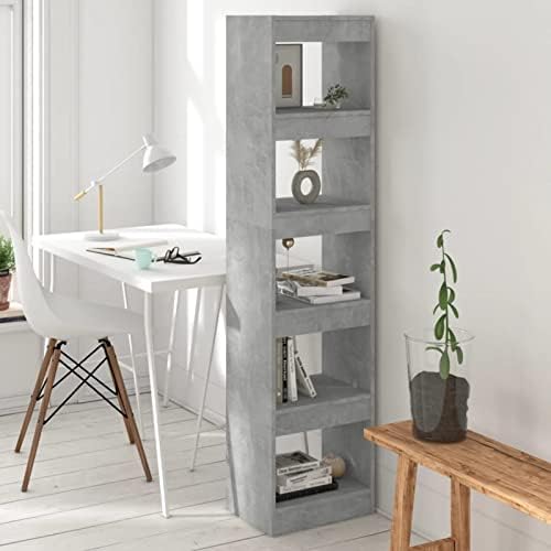 Susany Book Cabinet Room Divider Bookcase Room Partition Storage Unit Display Shelf Home Living Room FurnitureConcrete Grey 60x30x72 cm