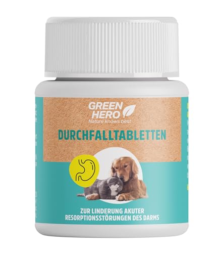 Green Hero Darm Balance Tabletten für Hunde & Katzen, 60 Kautabletten mit Präbiotika zur Unterstützung von Magen & Darmflora, Diät Ergänzungsfuttermittel