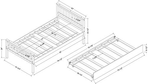 Nishore Twin Bed With Trundle, Grey #TOP2