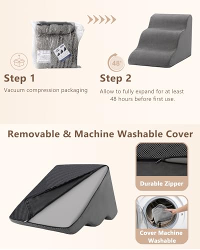 Image of Aodisman Dog Stairs for Small Dogs,3 Step Dog Ramp for Couch,Non-Slip Steps | Pet stairs help small dogs, old cats, and puppies reach couches and chairs easily, durable indoor dog steps,15.4 inch H,Grey