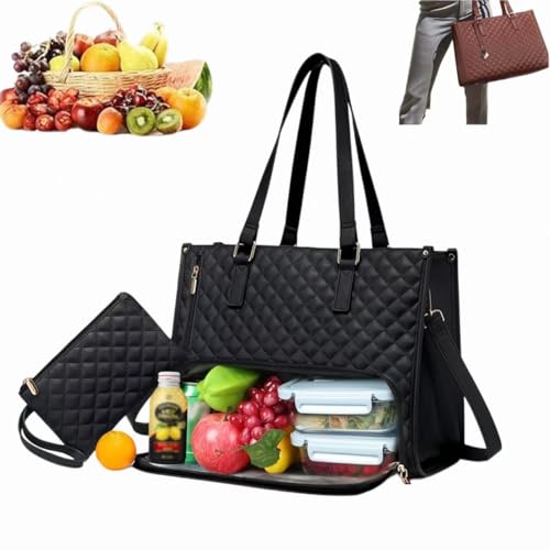 Dewppxi Lunchtasche für Damen, 15,6 Zoll (39,6 cm) Laptop-Tasche mit isoliertem Lunchfach, Große Tragetasche mit Lunch-Fach, 2-in-1 Lunch Bag Handta