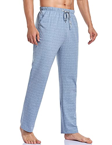 Colorfulleaf Cotton Pajama Pants For Men Pj Pants Men's Pajama Bottoms Lounge Pants With Pokcket Sleepwear Plaid Pajamas Pant(1Pk,Blue Plaid,Xl) #TOP2