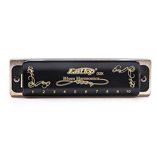 Diatonic Blues Harmonica 10Holes Blues Harmonica 20Tones 008K With Case，More Professional Harmonica For Beginner Students Adults And Professional Player (Paddy Key Of B) #TOP2