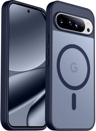 SPIDERCASE Magnetic for Google Pixel 10/Pixel 10 Pro Case, Military Grade Drop Protection Slim Translucent Matte Shockproof Anti-Fingerprint Phone Case for Pixel 10/10 Pro, Blue