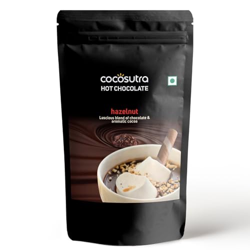 Image of COCOSUTRA Hazelnut Hot Chocolate Mix | Enjoy hot or cold | 500 g | 100% Natural & Vegan Drinking Chocolate | Serves 20 Cups