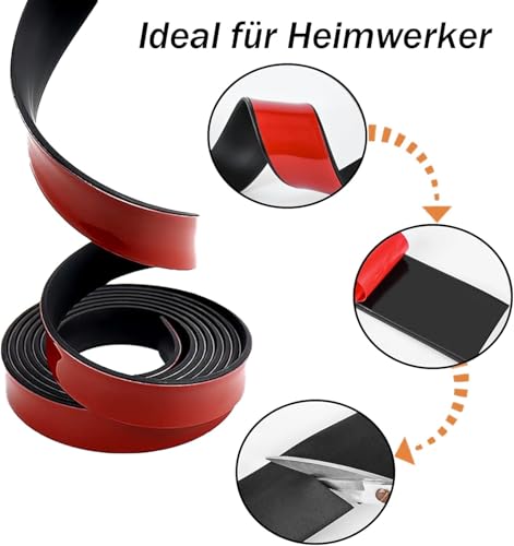 Gummistreifen selbstklebend,Vollgummi Gummiprofil,Neopren Gummimatte Gummiplatte, für DIY-Dichtungen, Abdeckung, Bodenbeläge Schutz, Isolation, Anti-Vibration, Anti-Rutsch,50mm,1.5mm,300cm