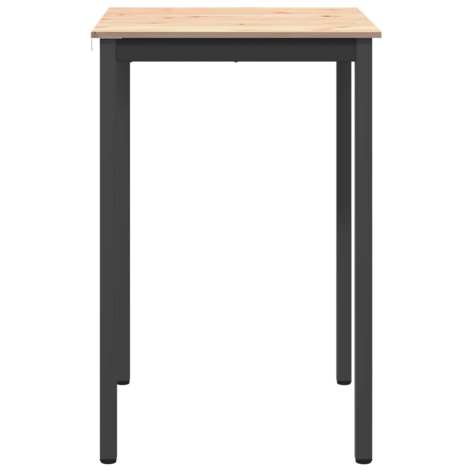 Mesa de bar natural 70 x 70 x 105 cm de madera maciza de pino, patas de metal con barra en forma de H, para cocina y comedor, 80 kg, moderna, ahorra espacio, estilo industrial