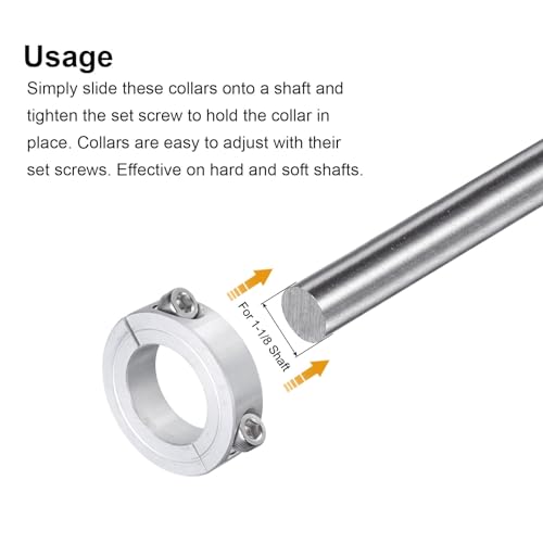 QUARKZMAN 4 Stück Doppelt geteilte Klemmring für 1-1/8 Welle, zweiteiliger Klemmring, 1-7/8 Außendurchmesser, 1/2 Dicke, Aluminiumlegierung mit Splintschraube