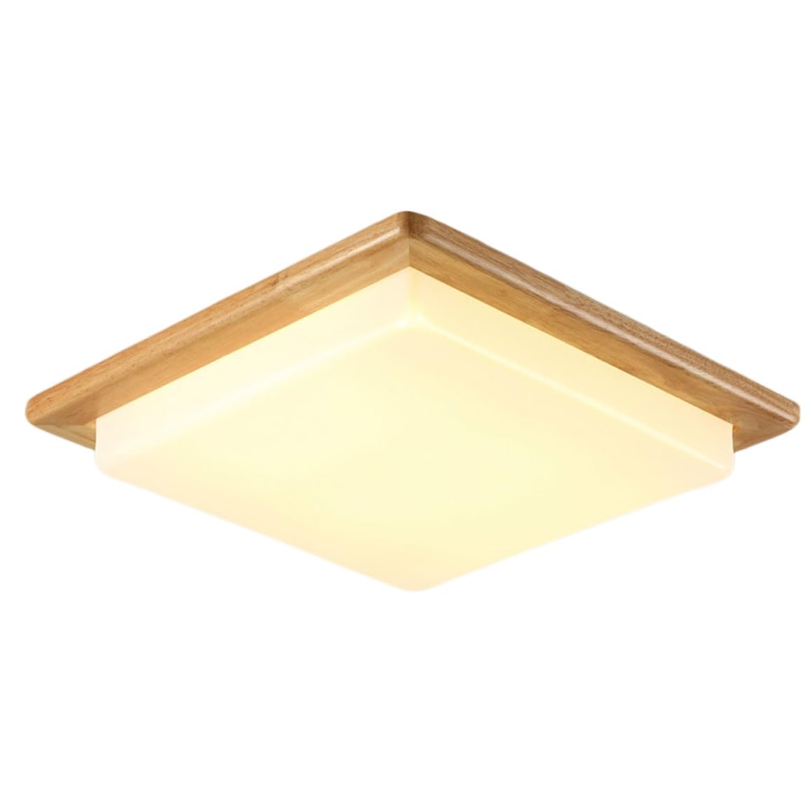 Lámpara De Techo Cuadrada Empotrada De Madera Con Iluminación LED