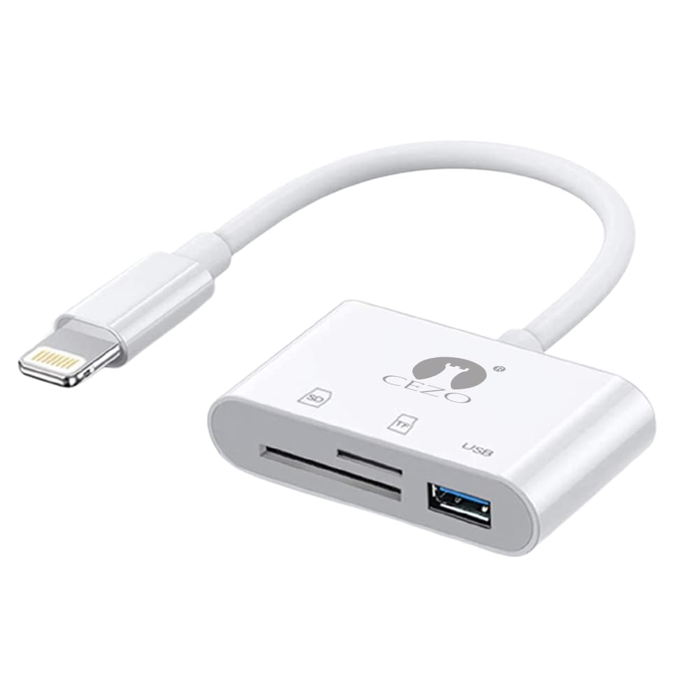 See full amazon price history chart for CEZO MFI Certified Lightning to USB Camera Adapter with Lightning to SD Card Reader Lightning TF Memory Card Reader Adapter 3 in 1 Adapter Compatible with iPhone, iPhone to USB Adapter Plug and Play CEZO MFI Certified Lightning to USB Camera Adapter with Lightning to SD Card Reader Lightning TF Memory Card Reader Adapter 3 in 1 Adapter Compatible with iPhone, iPhone to USB Adapter Plug and Play (B0C38RHHDQ) Amazon Price History, Amazon Price Tracker
